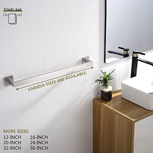 KOKOSIRI 24-Inch Single Towel Bar, Bathroom Kitchen Towel Holder, Wall Mounted Stainless Steel Towel Rack 2 Pack, Brushed Nickel, B4003BR-L24-P2 - color: Brushed Steel, size: 24-Inch (2 Pack)
