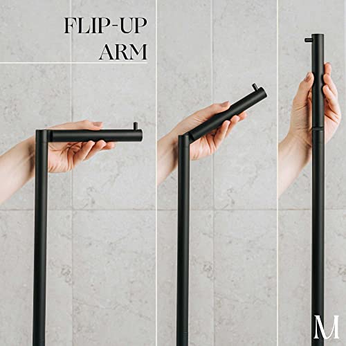 MARMOLUX ACC Free Standing Matte Black Toilet Paper Holder Stand Black Marble Base and Storage - 4 Jumbo Roll Bathroom Hardware Toilet Paper Stand - Stainless Steel Standing Toilet Paper Holder - color: Matte Black/Black Marble