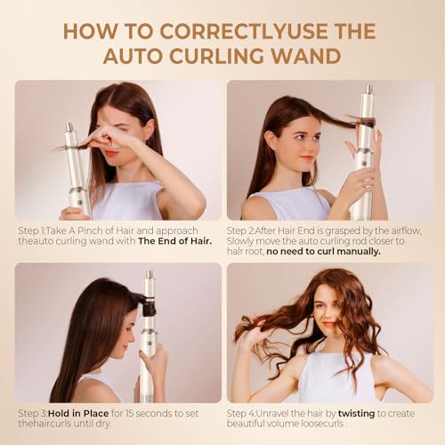5 in 1 Hair Dryer Brush,Blow Dryer Brush Upgrade Hot Air Brush Air Styler, Curling Wrap Air Curler As A Gift for Straight/Curl/Drying/Smoothing