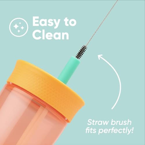 Owala Kids Insulation BPA-Free Plastic Tumbler with Spill Resistant Flexible Straw, Easy to Clean, Kids Water Bottle, Great for Travel, Dishwasher Safe, 15 Oz, Orange and Peach (Watermelon) - color: Watermelon, size: 15 Ounces