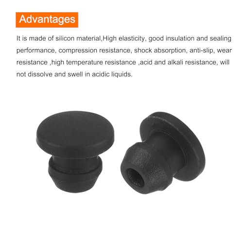 MECCANIXITY Silicone Snap in Locking Hole Plugs,Rubber Panel Seal Cover Flush Type Panel Round for Kitchen Rubber Bulkheads Waterproof Sealing Plugs 5.5mm/0.2 Inch Diameter Black,Pack of 10 - size: 5.5mm