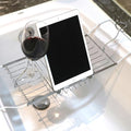 BDL Bathtub Caddy Tray Expandable Bath Tub Table with Wine Holder, Free Soap Dish and Laptop Reading Rack, Bathtub Tray for Home (Silver) - color: Silver