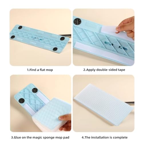 Magic Sponges Eraser Mop Pads,Melamine Sponge Cleaning Pad Mop Refill for Kitchen Bathroom Swimming Pool Boat (12.9x4.72x0.98in)