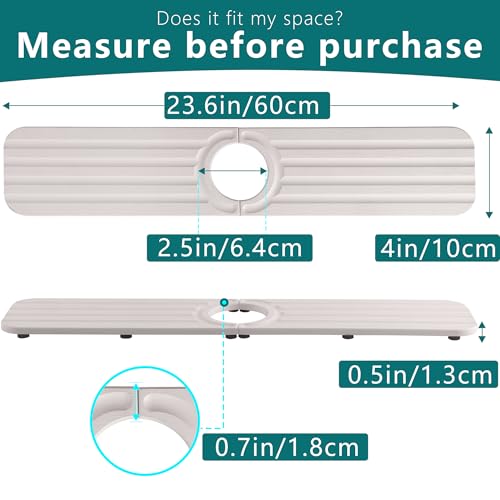 Water Absorbing Stone Kitchen Sink Mat, Faucet Splash Guard for Bathroom Counter - color: 23.6" x 3.9" White C