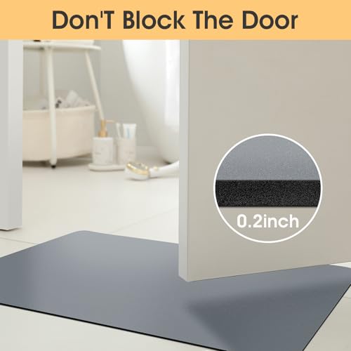 ACCUMTEK Non Slip Bath Mat, Thin Bathroom Rugs Fit Under Door, Quick Dry Bath Mats, Machine Washable Bath Rugs for Bathroom, Bathtub & Kitchen, Bathtub & Kitchen, Grey/Solid/36 x24 - color: Grey, size: 2' x 3' (Rectangular)