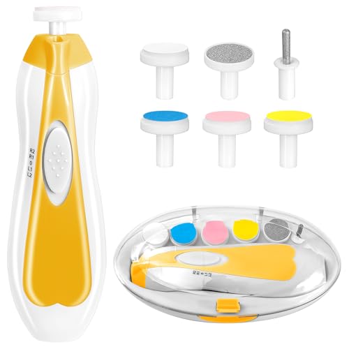 Qunlions life Baby Nail Trimmer Electric, 6 in 1 Baby Nail File Clippers Infant Grooming Kit Manicure Set for Toddler or Adults, Yellow - color: Yellow Nail Trimmer