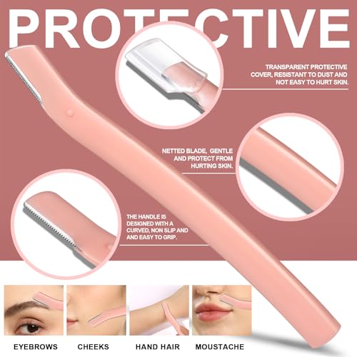 FANDAMEI Eyebrow Kit with Leather Case - Eyebrow Scissors, Tweezers, Razor, Brush for Women & Men - Facial Hair & Ingrown Hair Removal - color: Pink