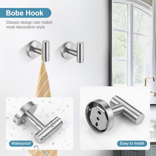 TQKAG Bathroom Towel Bar Holder Sets Brushed Nickel 23.6 Inch Round Stainless Steel Towel Bar Set 5 Piece Bathroom Accessory Set Wall Mounted - color: Brushed Nickel, size: 5-Pieces Set