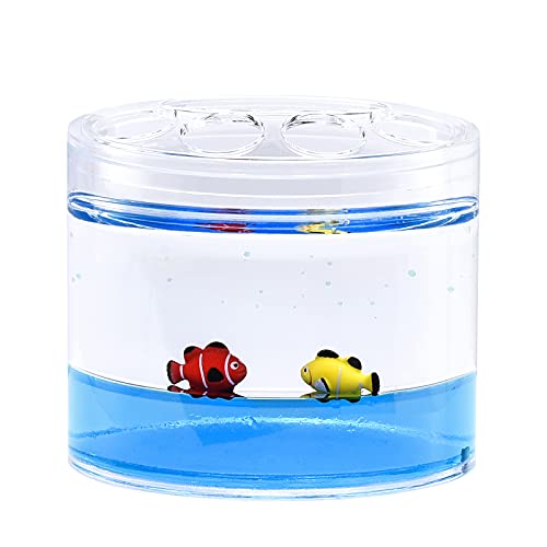 Locco Decor 5 Piece Acrylic Liquid 3D Floating Motion Bathroom Vanity Accessory Set Ocean Cartoon Animal Theme Nimo Fish Toothbrush Holder, Tumbler, Soap Dispenser, Soap Dish, Toiletbrush Holder Set - size: 5-piece, style: Fish