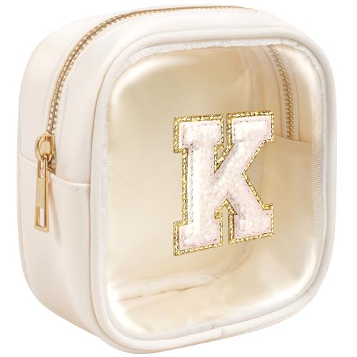 Valentine's Day Gifts for Teen Girls| Personalized Initial Makeup Bag Cosmetic Bag Travel Toiletry Bag Girlfriend Teacher Gifts 11 12 13 14 15 16 Years Old Girl Gifts Teen Girl Gifts Trendy Stuff K - color: Beige, style: K