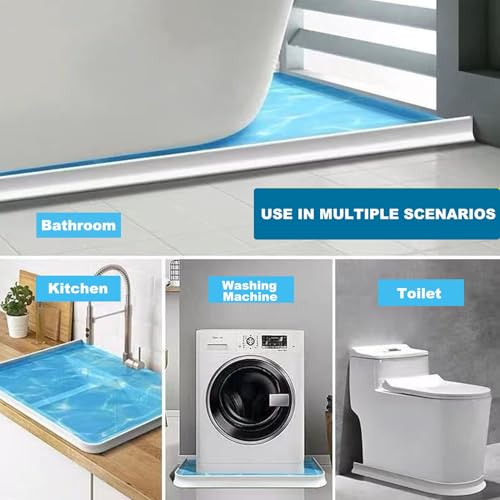 3.8" High Shower Dam 39" Collapsible Shower Water Stopper, Shower Threshold Water Splash Guard, Guard for Walk in Shower, Water Guard Stopper for Floor, Shower Door Water Blocker - size: 39" L x 1.4" W x 3.8" H