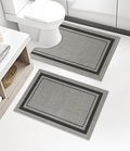 chakme 2 Piece Bathroom Rug Set, Ultra Thin Bath Mat, Quick Dry, Absorbent, Non Slip, Machine Washable, Dark Grey, 17"x24"+Toilet Mat - color: Dark Grey, size: 2-Piece (17" x 24" + Contour Mat)