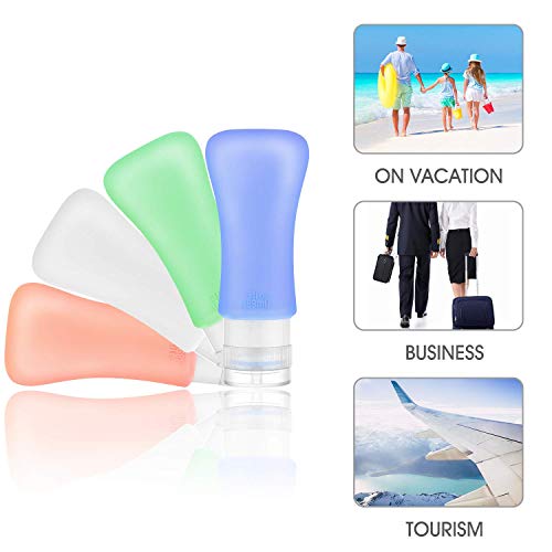 14 Pack Silicone Travel Bottles Set, Leak Proof Travel Size Containers, Perfect For Personal Travel (Green) - color: Green