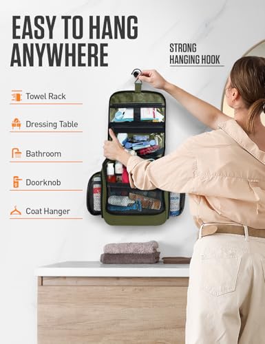 VENTURE 4TH Hanging Travel Toiletry Bag for Women & Men – Large Toiletry Organizer with 18 Compartments, Removable TSA Pouch, Travel Wash Bag for Toiletries, Makeup & Shaving Kit (Forest Green) - color: Forest Green