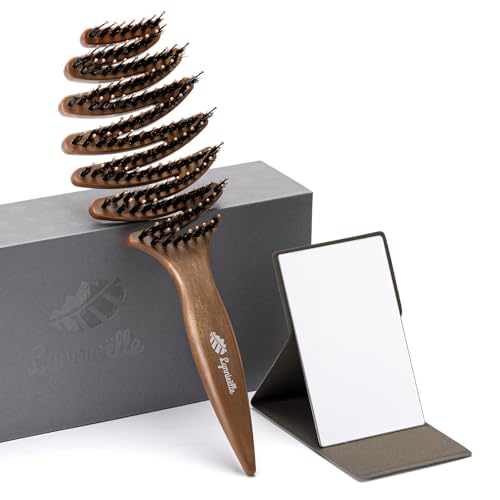Boar Bristle Hair Brush for Fine Hair - Ultimate Smoothing Vented Detangler Wet Brush for Women, Gentle Scalp Massage, A Great Gift - color: Beige