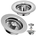 3-in-1 Kitchen Sink Drain Strainer & Sink Stopper 2 Pack - 304 Stainless Steel Sink Drain Strainer, Pop-Up Anti-Clog Design, Fits Standard 3-1/2'' Sink Drains - color: Sus304 Brushed 2pack