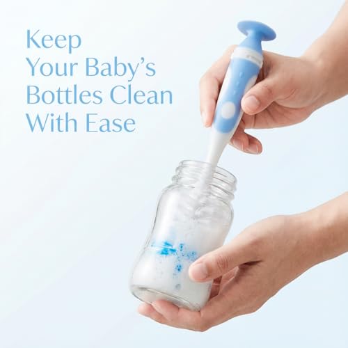 Ariseno 4-in-1 Baby Bottle Brush Set, Bottle Brush for Baby, Bottle Cleaner Brush Set, Including Nylon Bottle Brush, Bottle Cap Brush, Straw Brush, Nipple Brush, BPA-Free (Blue) - color: Blue-nylon