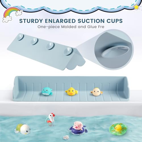 Bathtub Splash Guard for Tub, Silicone Bathtub Caddy Tray with Play Shelf, Kids Bath Tub Shelf and Organizer for Baby Bath Toys, Bath Toy Holder, Toddler Bathtub Accessories(Classic Blue) - color: 1 Piece