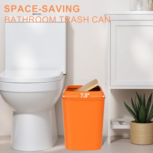 Orange Bathroom Accessories Set 9 Piece Bathroom Accessory Set with Trash Can,Toothbrush Holder,Toothbrush Cup,Lotion Soap Dispenser,Vanity Tray,Soap Dish,Toilet Brush,Qtip Holder - size: Bath Set, style: Orange