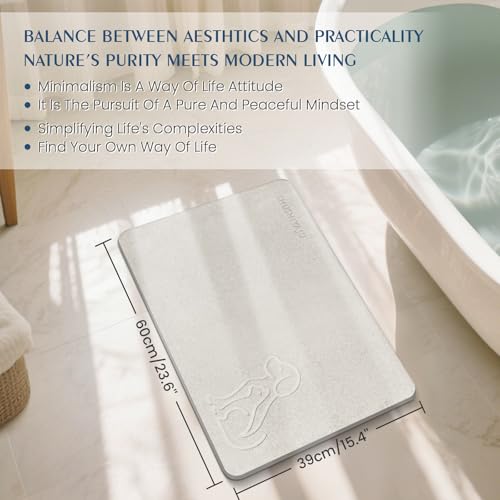 Stone Bath Mat Quick Drying Absorbent Shower Mat Diatomaceous Earth Pad Bathroom Floor Bathtub Pad Non-Slip Easy to Clean Bathroom Essentials (Pet Pattern-Beige) - color: Pet Pattern-beige