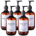Stylish Shampoo Bottles Refillable with Pump,(5Pack) Amber Shampoo and Conditioner Dispenser,Shampoo Bottles with 8pcs Lables - color: Amber-w