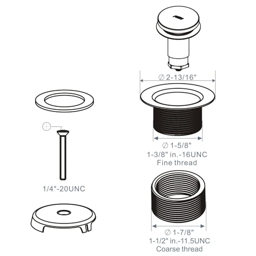 HIDROP Matte Black Toe Touch Tub Drain Trim Kit, 1-Hole Overflow Faceplate | Tip Toe, Stainless Steel Bathtub Drain, Universal Fine/Coarse Thread fit 1-3/8" or 1-1/2" Tub Drain, Tub Drain Replacement - color: Black, style: 1 Hole