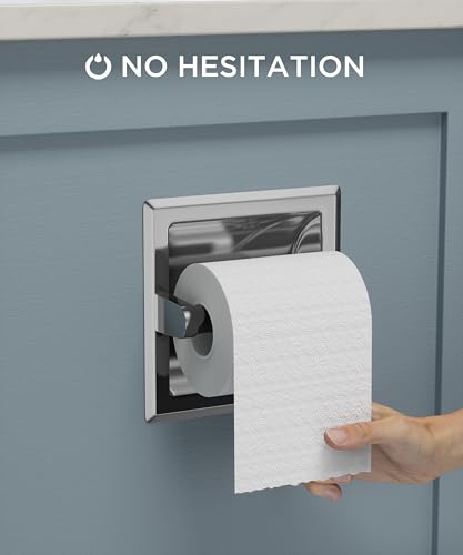 FORIOUS Recessed Toilet Paper Holder, Stainless Steel Durable Tissue Roll Holder Wall Mount for Bathroom Space Saving Design with Mounting Bracket, Wall Toilet Paper Dispenser Insert, Chrome - color: Chrome