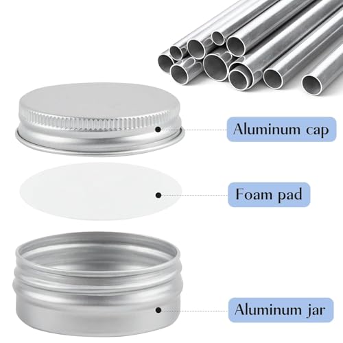TUZAZO 12Pack 1/2 Oz Aluminum Tin Cans with Screw Lid and Labels, Refillable Travel Sized Cosmetic Containers Small Tins for Lip Balms, Salves, Lotion Bars, Candles - size: 0.5oz*12