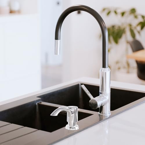 SAMODRA Built-in Kitchen Sink Soap Dispenser with Extension Tube Kit - Chrome Finish, Leak-Proof Design, No Top Refill Required (39" Tube) - color: Chrome, style: 39" Tube