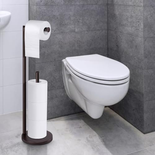 Toilet Paper Holder Stand,Toilet Paper Holder Free Standing,Bronze Toilet Stand Holder for 4 Rolls,Toilet Paper Storage by Bathth - color: Bronze