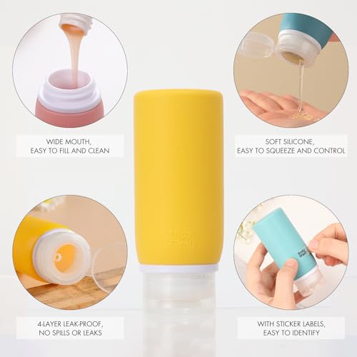 Muslish 21 Pack Travel Bottles for Toiletries, Leak-Proof TSA Compliant Silicone Travel Size Containers for Shampoo and Conditioner, BPA Free with Toiletry Bag (Yellow) - color: Yellow