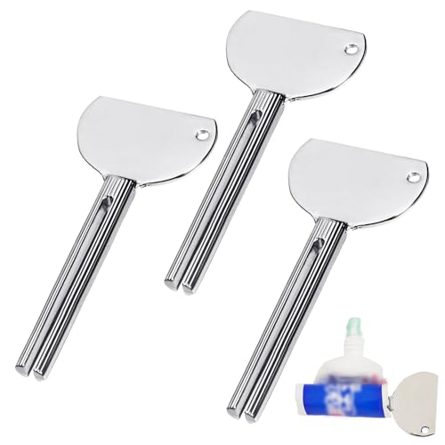 3 Pcs Toothpaste Tube Squeezers,Stainless Steel Toothpaste Squeezer,Metal Manual Dispenser Roller Tube Wringer,Tube Key Tooth Paste Squeezer for Home Toothpaste Paint,Cream, Cosmetic and Hair Dye - color: Silver