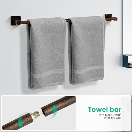 5 Piece Antique Bathroom Hardware Accessories Set Oil Rubbed Bronze,24 Inch Towel Bar Set,Towel Rack Set,Bathroom Towel Holder Set - color: Oil Rubbed Bronze