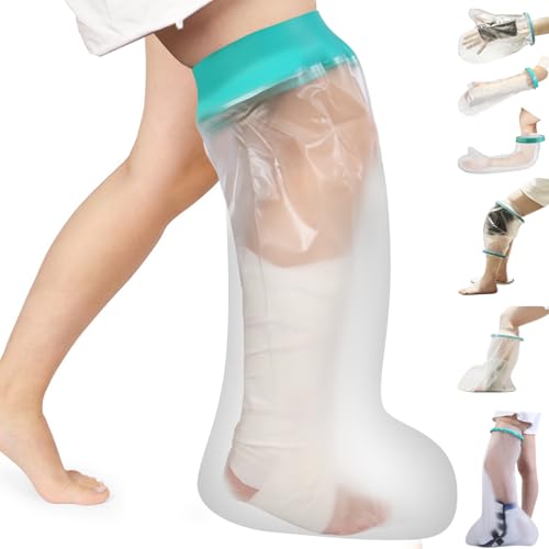 Cast Covers for Shower Leg, Waterproof Cast Cover for Showering/Swimming, Cast Protector for Shower Leg Adult, Water Proof Shower Boots for Foot after Surgery, Knee, Ankle, Boot (Diameter-7.9") - color: Leg, style: Reinforced Green
