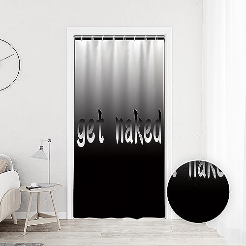 48x72inch Funny Shower Curtain Get Naked Words on Black and White Gradient Background Trendy Get Naked Bath Curtain Concise Chic Art for Bathroom Decorative with Hooks Waterproof Fabric - color: Black03, size: 48"W x 72"L (Pack of 1)