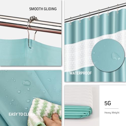 IMAVO Blue Bathroom Set,26Pcs Bathroom Accessories Set with PVC Shower Curtain,Rugs,Trash Can,Tray,Soap Dispenser,Soap Dish,Toothbrush Holder,Toothbrush Cup,Toilet Brush Holder and Qtip Holders - color: Blue, size: 26 PCS Bathroom Set+PVC Shower Curtain+R