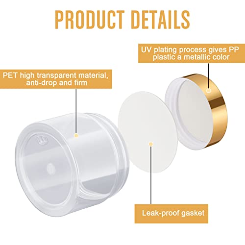 Patelai 4 Pieces Round Wide-mouth Leak Proof Plastic Container Jars with Lids for Travel Storage Makeup Beauty Products Face Creams Oils Salves Ointments DIY Making(1 Ounce,Gold) - color: Gold, size: 1 Ounce