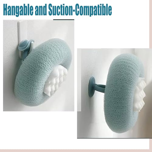 Super Soft Sunflower Suction Cup Bath Ball, 2026 Upgraded 2-in-1 Sunflower Bath Ball Exfoliating Bath Sponge Cleaning Brush, Mesh Shower Body Sponge Accessories for Women, Men Shower (2 Color) - color: Blue+pink