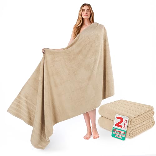 American Soft Linen 100% Cotton Luxury Turkish Towels, 2PC 35x70 Bath Sheet | Soft Absorbent Quick Dry OEKO Tex Standard 100 Certificated Durable Machine Washable Breathable Premium Hotel Quality - color: Beige, size: 2 PC (35"x70")