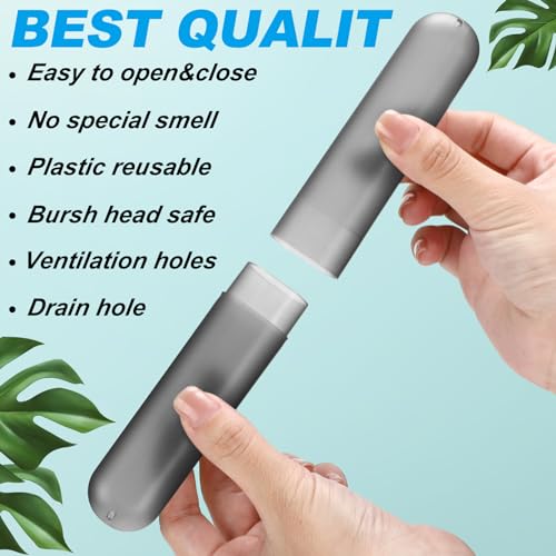 Sieral 90 Pack Travel Toothbrush Case Holder - Bulk Breathable Portable Toothbrush Storage Plastic Container for Home, Outdoor, Travel, Trip, Camping, 8 x 1.2 Inch (Gray) - color: Gray