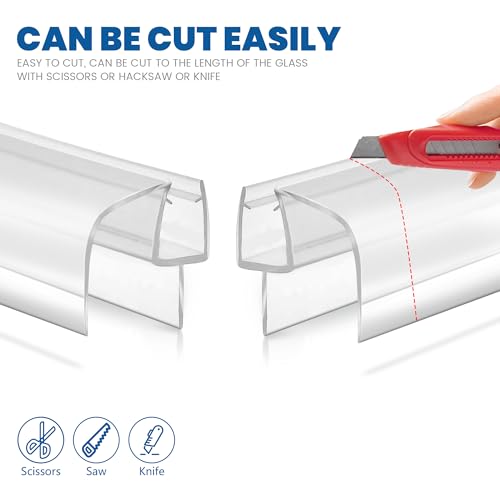 2-Pack Shower Glass Door Bottom Seal Strip,36 Inch Long Clear PVC Seal Strips for 5/16"(8mm) Thick Framless Glass Door Panel, Stop Leaks and Create a Water Barrier - style: 5/16"X 36"