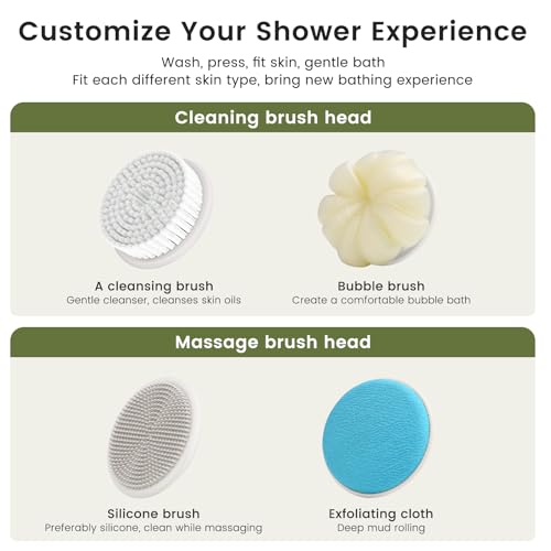 Electric Back Scrubber for Shower - Waterproof Rechargeable Exfoliating Brush for Deep Cleansing, Soft Bristles for Sensitive Skin, Dry/Wet Use for Back, Arms & Legs - color: Apricot