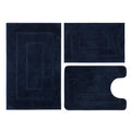 Bathroom Rugs Sets 3 Piece, with 20" x 28" U-Shaped Toilet Rug, Ultra Absorbent and Super Soft Touch, Non-Slip, Microfiber Plush,Rectangular Pattern, Quick Dry Bath Mats for Bathroom, Tub, Bedroom - color: Navy Blue
