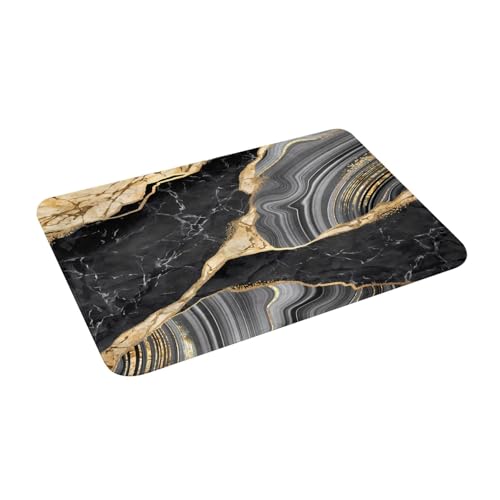 Bath Mat Luxury Black Gold Marble Quick Dry Bathroom Rugs Non Slip Absorbent Shower Flannel Rug Floor Mat for Bathroom,Bathtub,Sink,Bedroom,16"X24" - color: Cay11