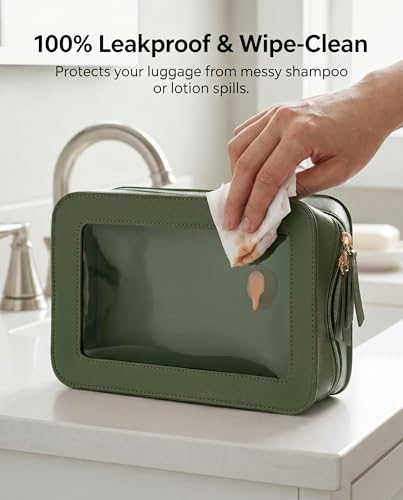 LETGO Clear Makeup Bags, TSA Approved Toiletry Bag with Zipper, Clear Makeup Organizer Fit Carry-on Travel Essentials,Clear Cosmetic Bags for Women Men (C-Green) - color: C-Green