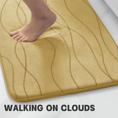 YIHOUSE Bathroom Rugs Set 2 Piece, Memory Foam Bath Mat Beige | 17x24& 20x32, Ultra Soft, Absorbent, Non-Slip, Machine Washable, for Bathroom, Sink and Toilet - color: Beige, size: 2'8" x 1'8" (Rectangular)