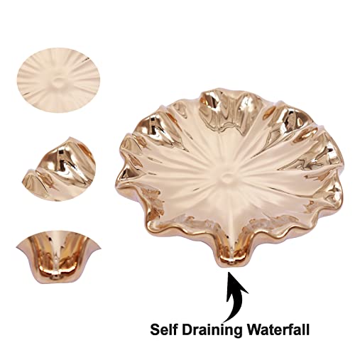 Soap Dish with Drain Ceramic Gold Lotus Leaf Soap Holder Soap Saver for Bar Soap, Kitchen Sink, and Bathroom Shower - color: Gold