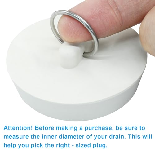 2 Pack Rubber Drain Stopper, White, 2 Inch | Durable, Fits Bathtub Drain Plug, Hanging Ring, For Kitchen and Bathroom - style: 2 Inch