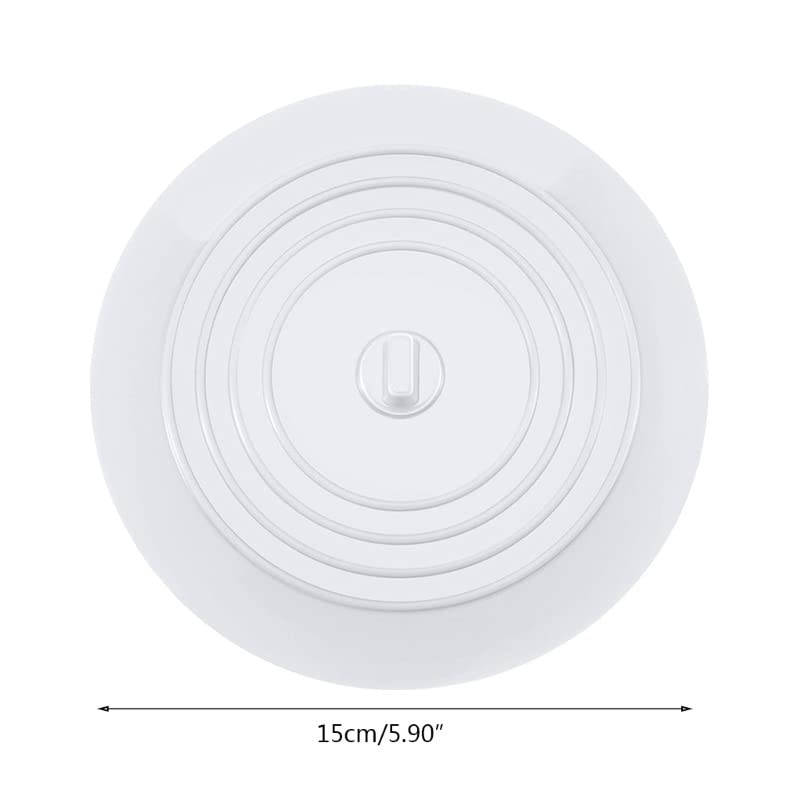 VIGOR PATH Set of 2 Silicone Tub Stoppers - 5.9 Inches Sink Stoppers - Flat Bathtub Drain Covers, Hair Catchers and Suction Bathtub Plugs for Kitchen, Bathroom and Laundry (White) - color: White