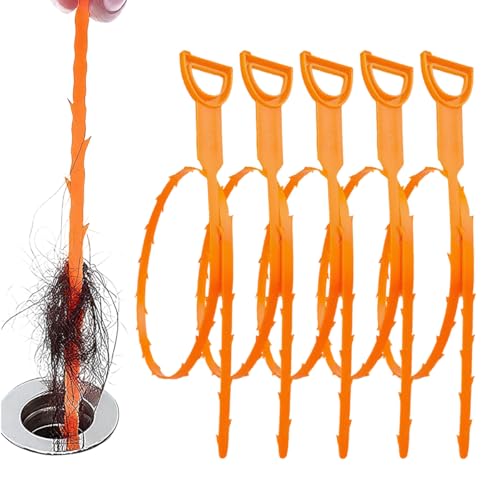 5 Pack 25 Inch Drain Snake, 2025 New Clog Remover, Flexible Hair Removal Tool for Bathroom and Kitchen, Durable Pipe Cleaning Tool for Homeowners (5 Pack) - size: 5 Count
